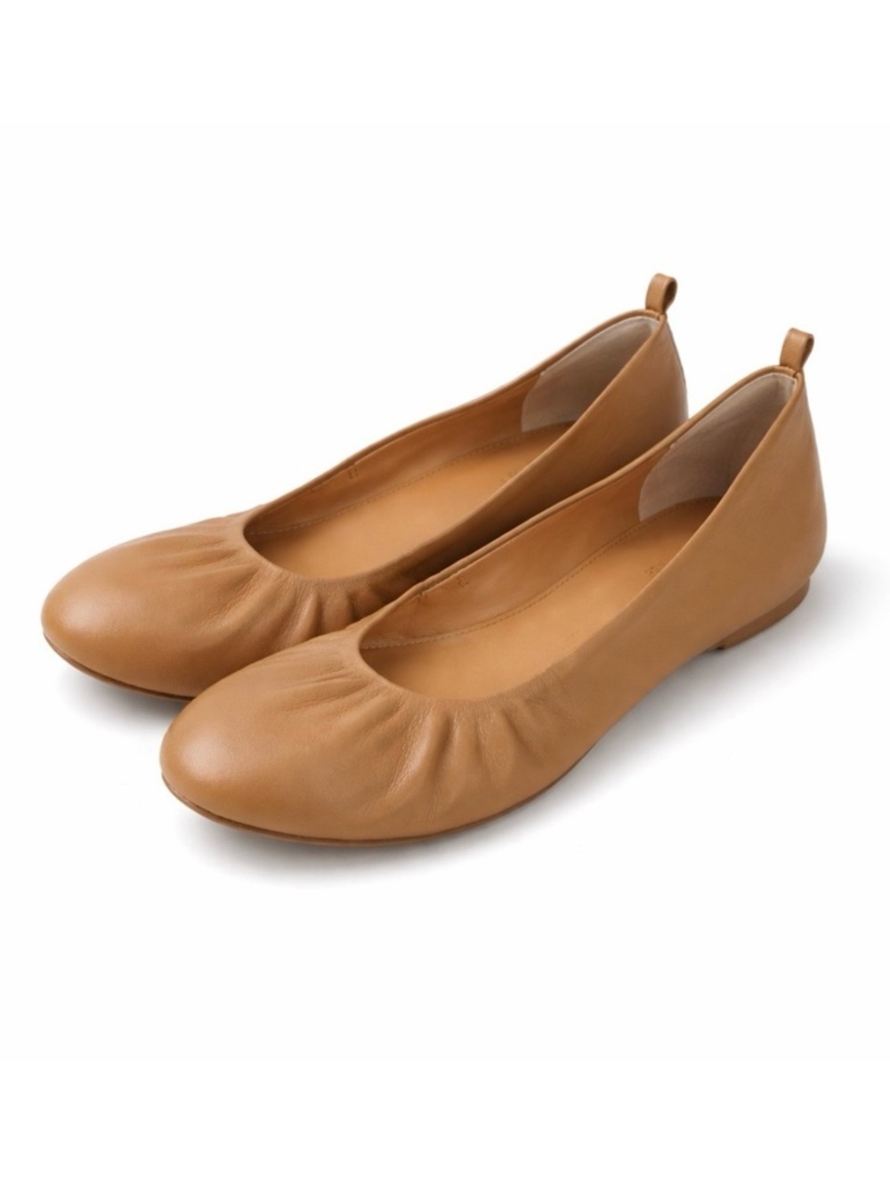J. Crew Women's Cece Leather Ballet Flats Tan Camel Size 9.5 Minimal Slip On